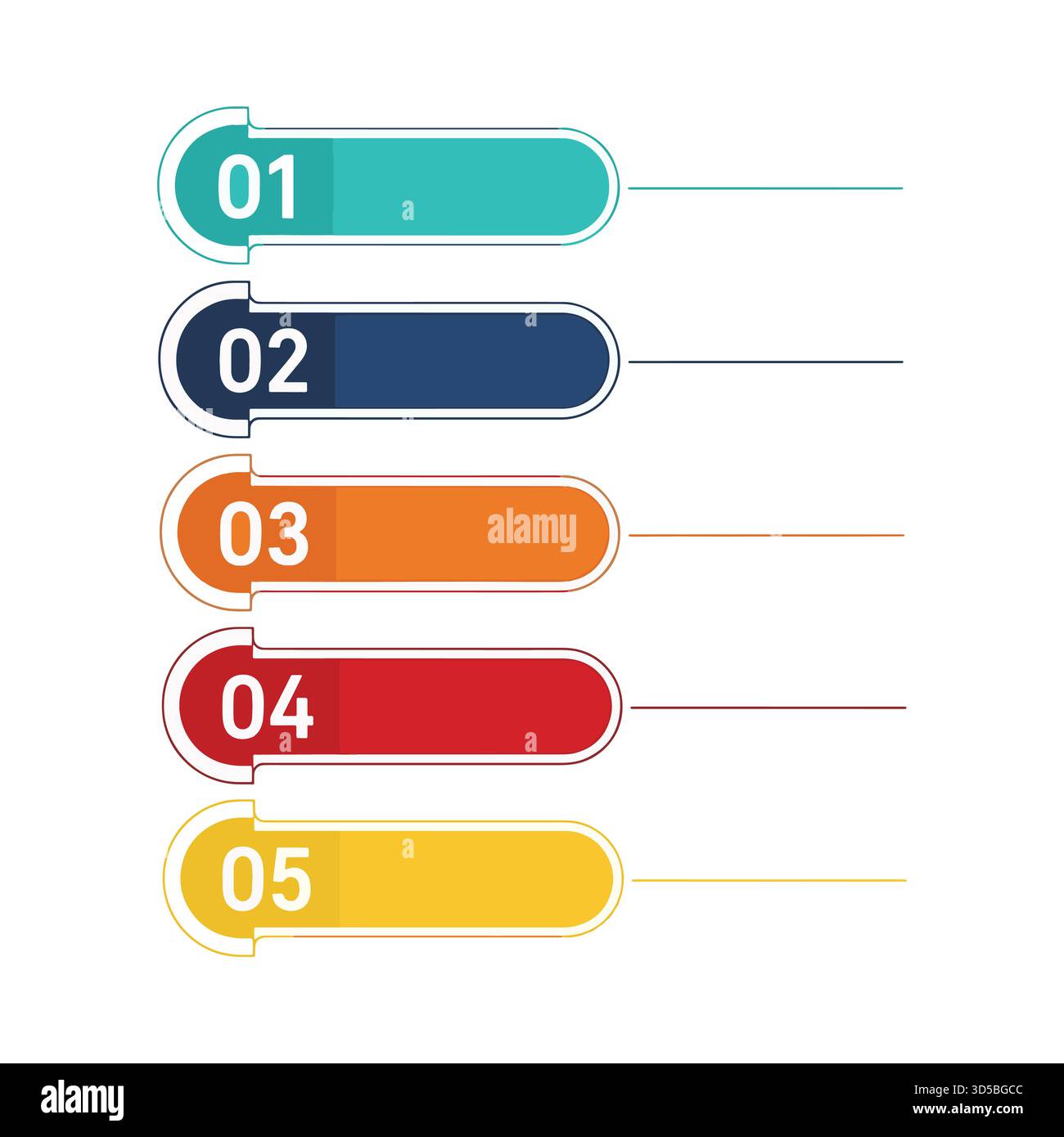 Conception infographique avec cinq options colorées et système de numérotation Illustration de Vecteur