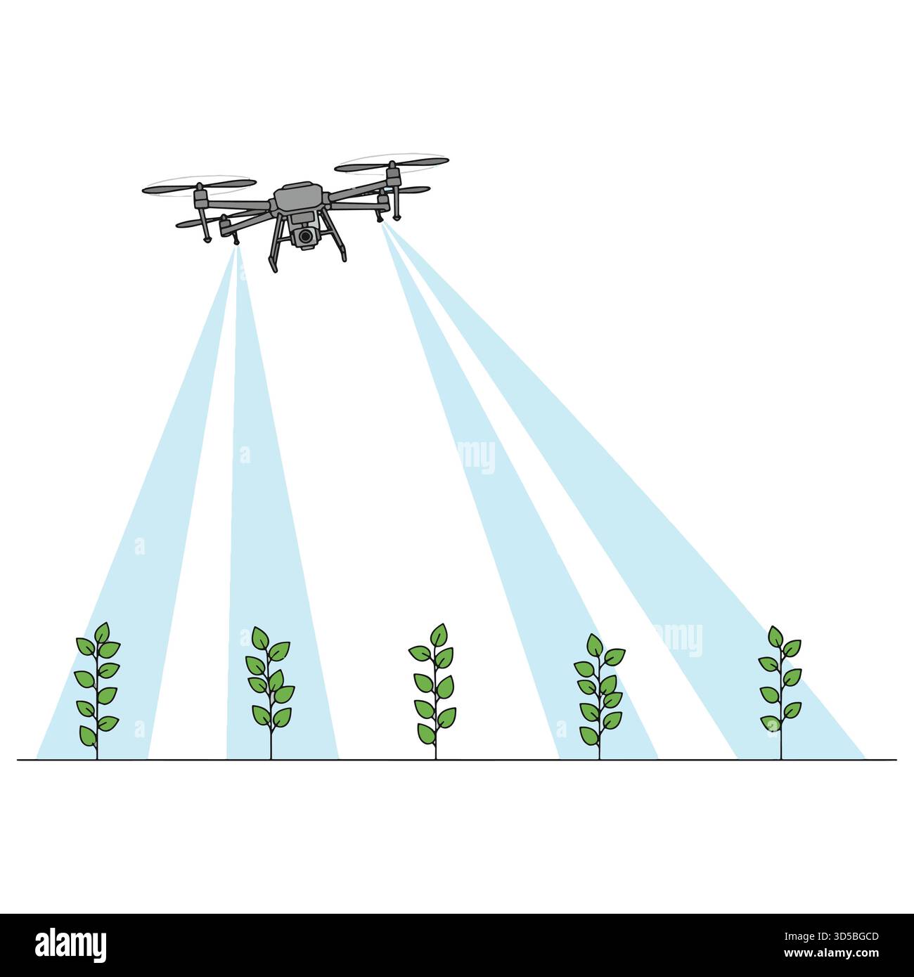 Illustration graphique de la technologie de drone pour l'agriculture de précision et la surveillance des cultures Illustration de Vecteur