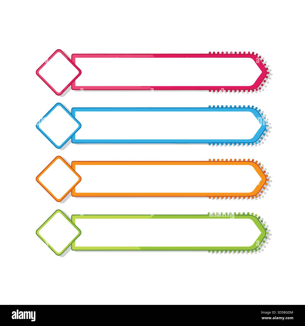 Modèle infographique coloré avec quatre bannières horizontales sur fond blanc Illustration de Vecteur