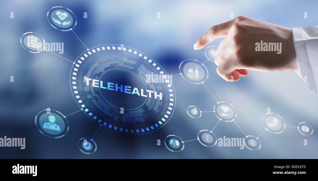 Télésanté et consultation médicale à distance via la plateforme numérique de soins de santé. Banque D'Images