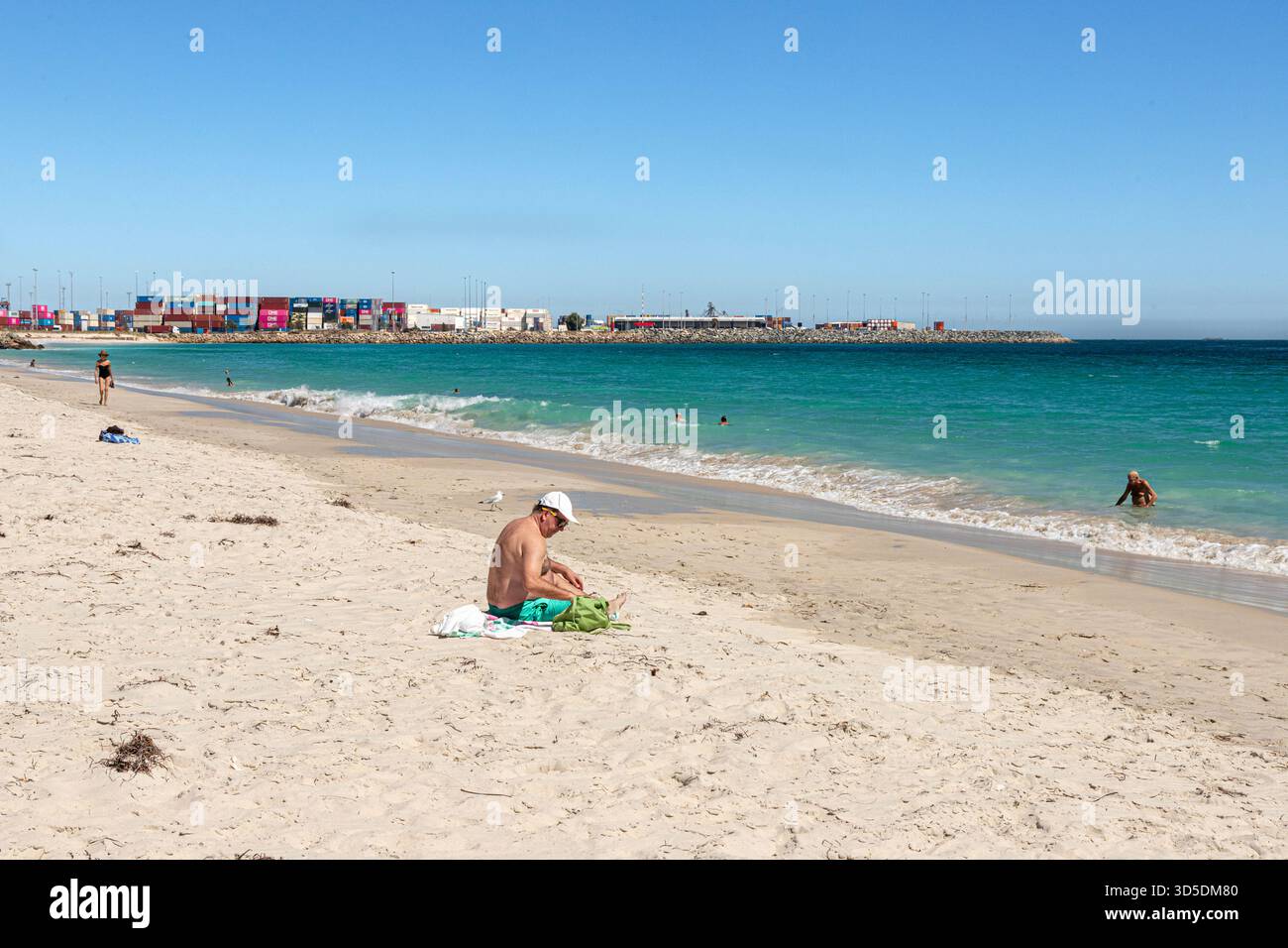 Le sable blanc de Port Beach, North Fremantle, Perth, Australie occidentale, WA, Australie Banque D'Images