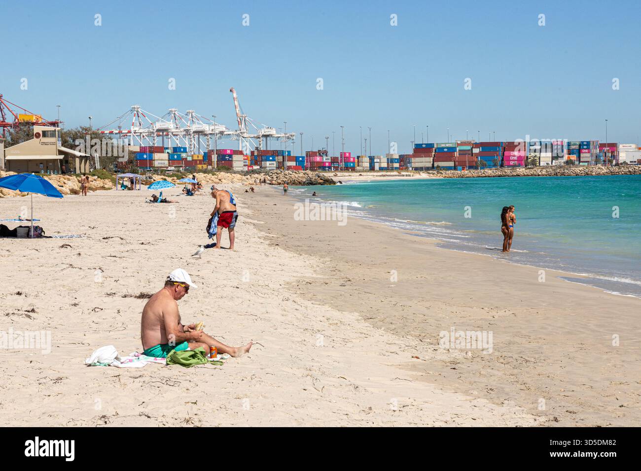 Le sable blanc de Port Beach, North Fremantle, Perth, Australie occidentale, WA, Australie Banque D'Images