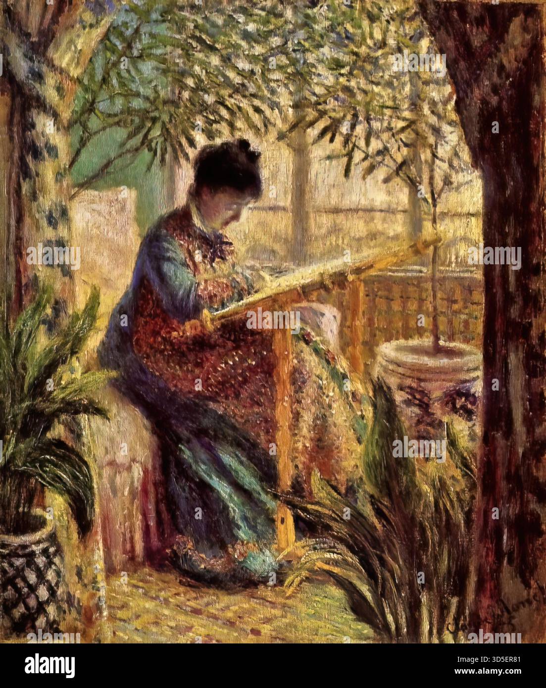 Camille au travail, 1875 de Claude Monet Illustration de Vecteur