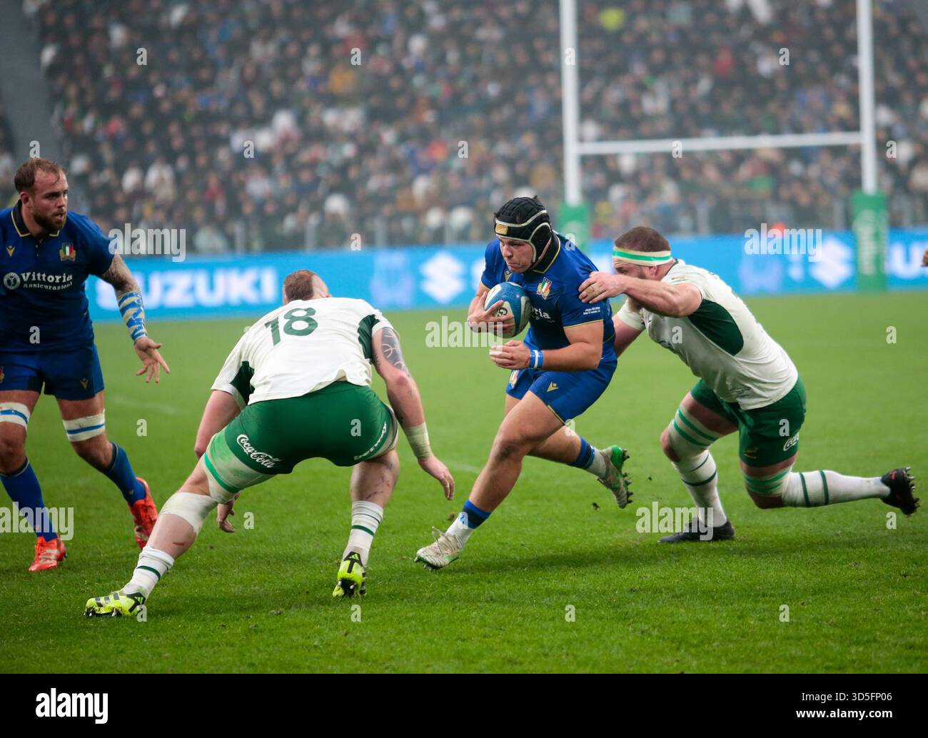 Turin, Italie. 15 novembre 2025. Tommaso di BARTOLOMEO de l'Italie lors du match de rugby Autumn Nations Series 2025 entre l'Italie et l'Afrique du Sud au stade Allianz le 15 novembre 2025 à Turin, Italie. Crédit : Nderim Kaceli/Alamy Live News Banque D'Images