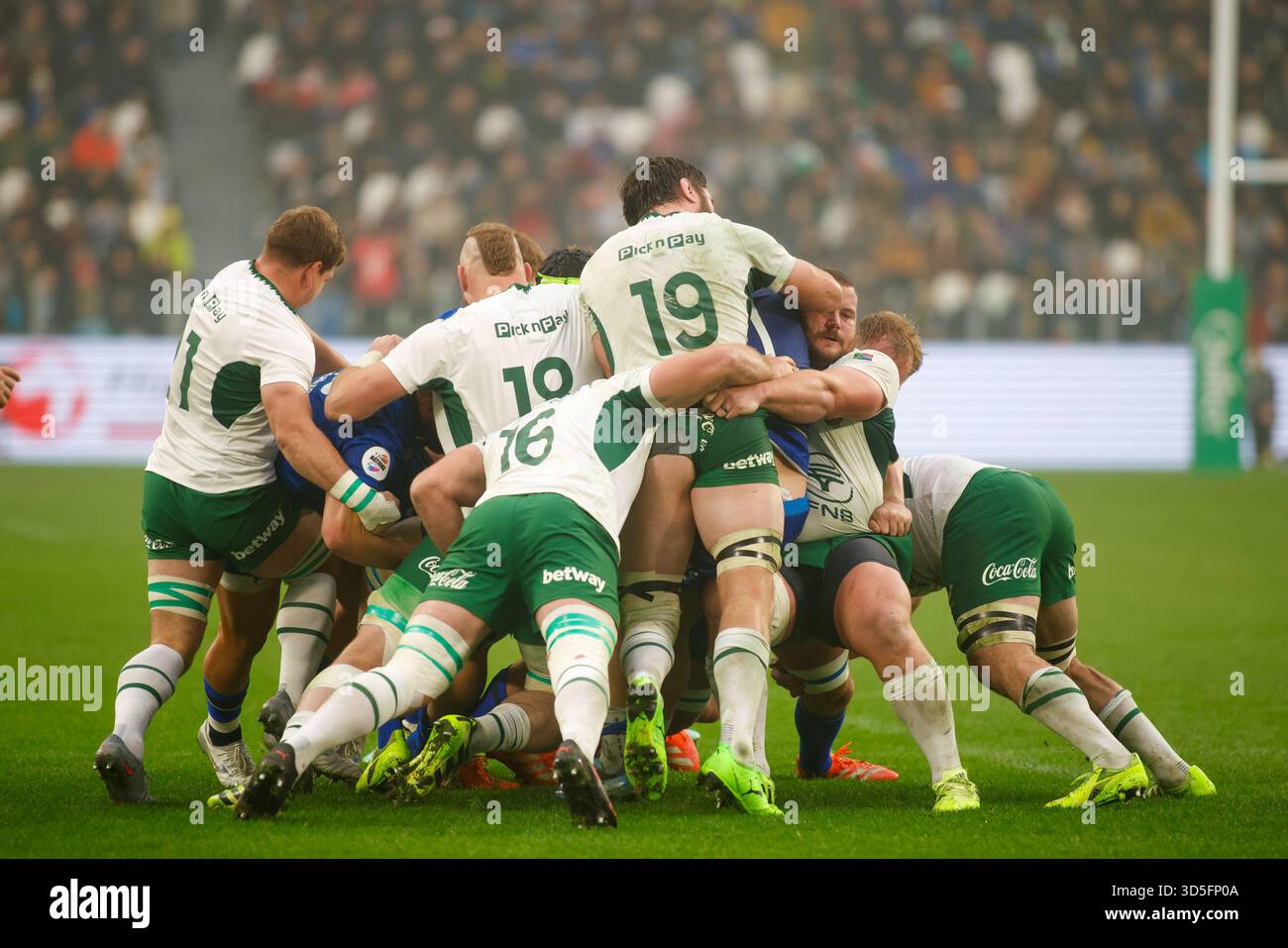 Turin, Italie. 15 novembre 2025. Un moment pendant le match de rugby Autumn Nations Series 2025 entre l'Italie et l'Afrique du Sud au stade Allianz le 15 novembre 2025 à Turin, Italie. Crédit : Nderim Kaceli/Alamy Live News Banque D'Images