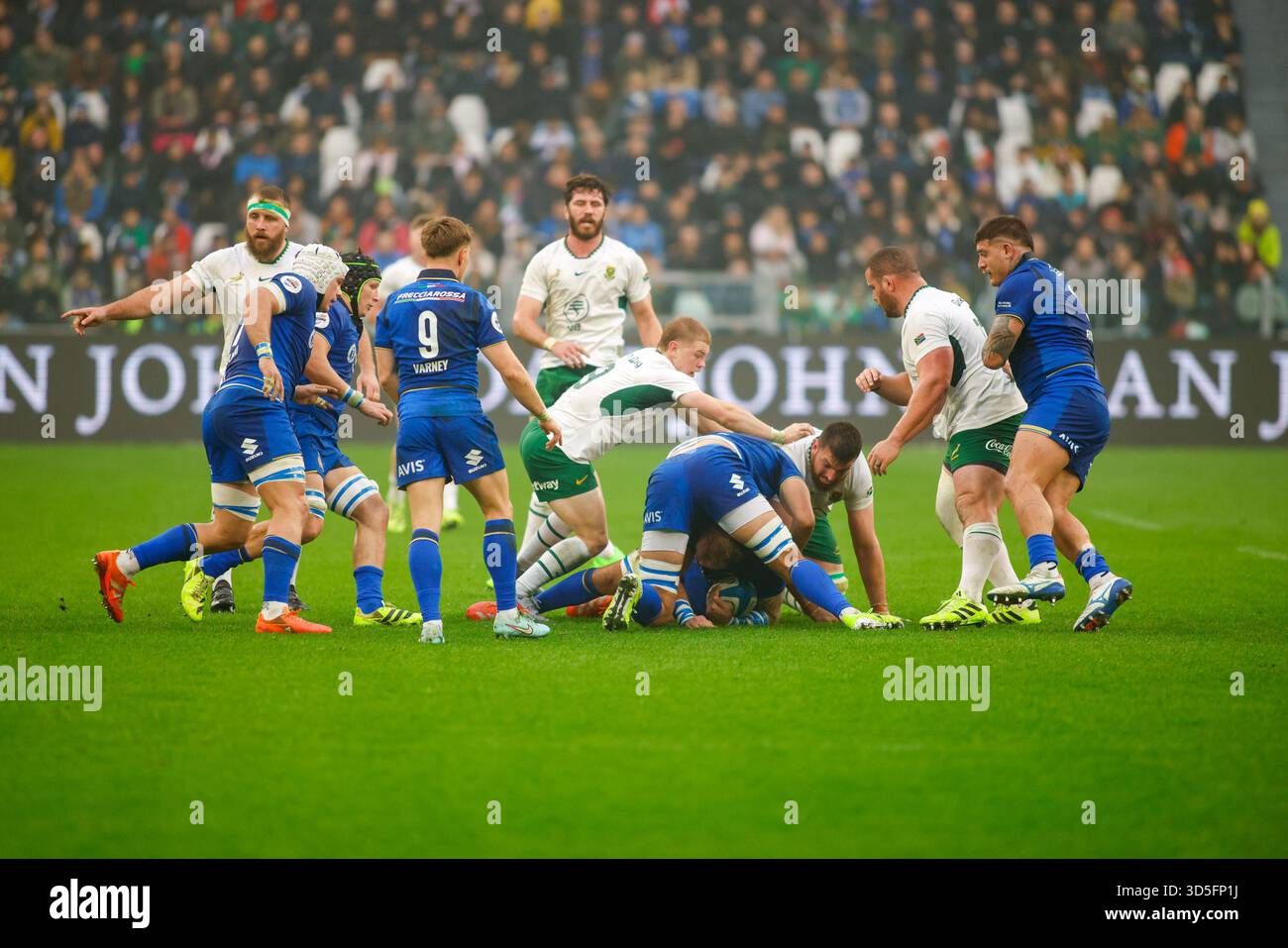 Turin, Italie. 15 novembre 2025. Moment pendant le match de rugby Autumn Nations Series 2025 entre l'Italie et l'Afrique du Sud au stade Allianz le 15 novembre 2025 à Turin, Italie. Crédit : Nderim Kaceli/Alamy Live News Banque D'Images