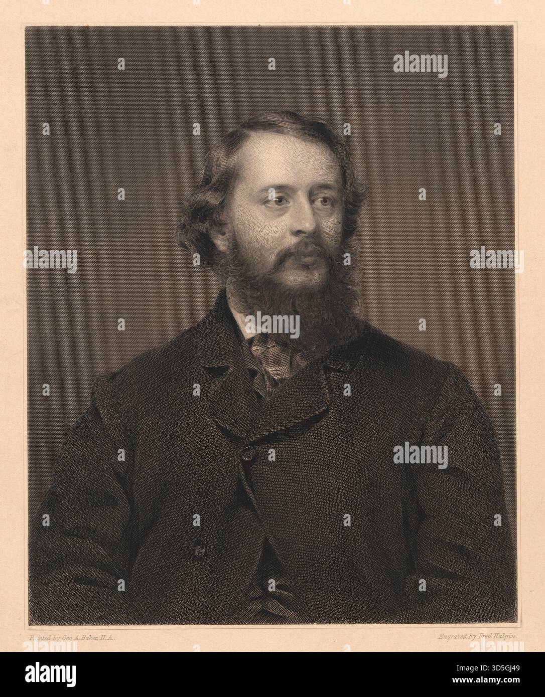Portrait de l'artiste américain John Frederick Kensett, 1816 - 1872, membre de l'Hudson River School of Artists. Gravure de Frederick W. Halpin vers 1869 Banque D'Images