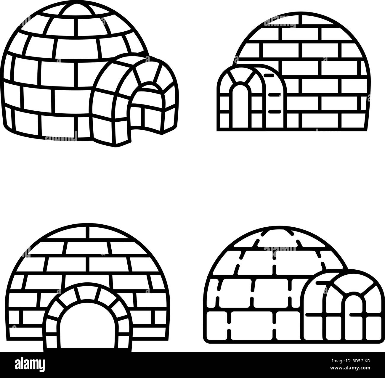 Jeu d'icônes igloo. Ensemble de contours d'icônes vectorielles igloo pour la conception de sites Web isolé sur fond blanc Illustration de Vecteur