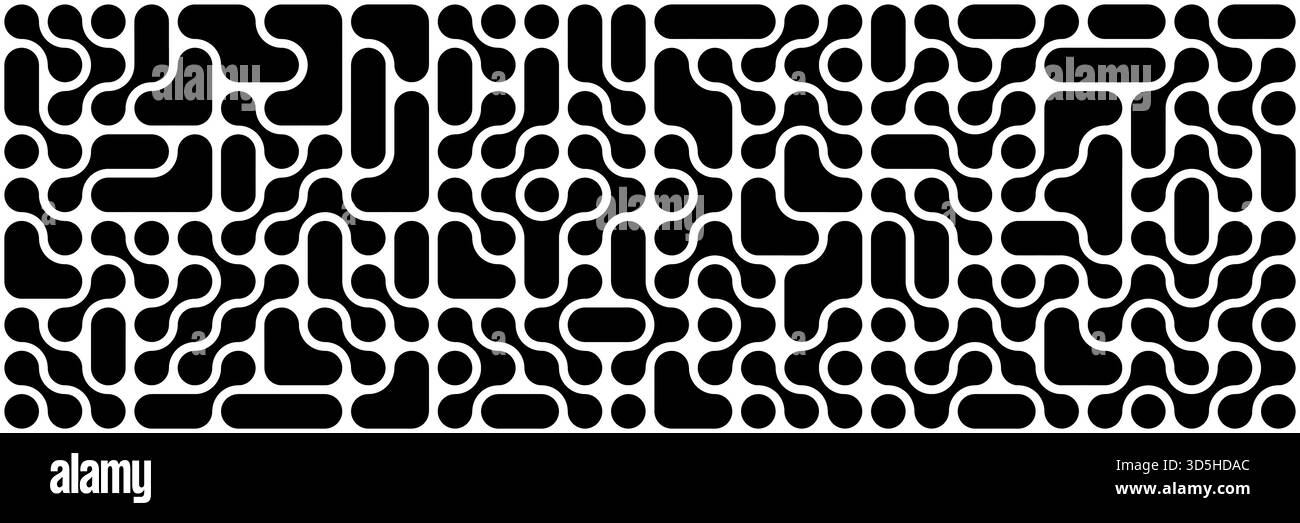 motif horizontal de cercle fondu noir sans couture pour la conception et l'arrière-plan. Illustration de Vecteur