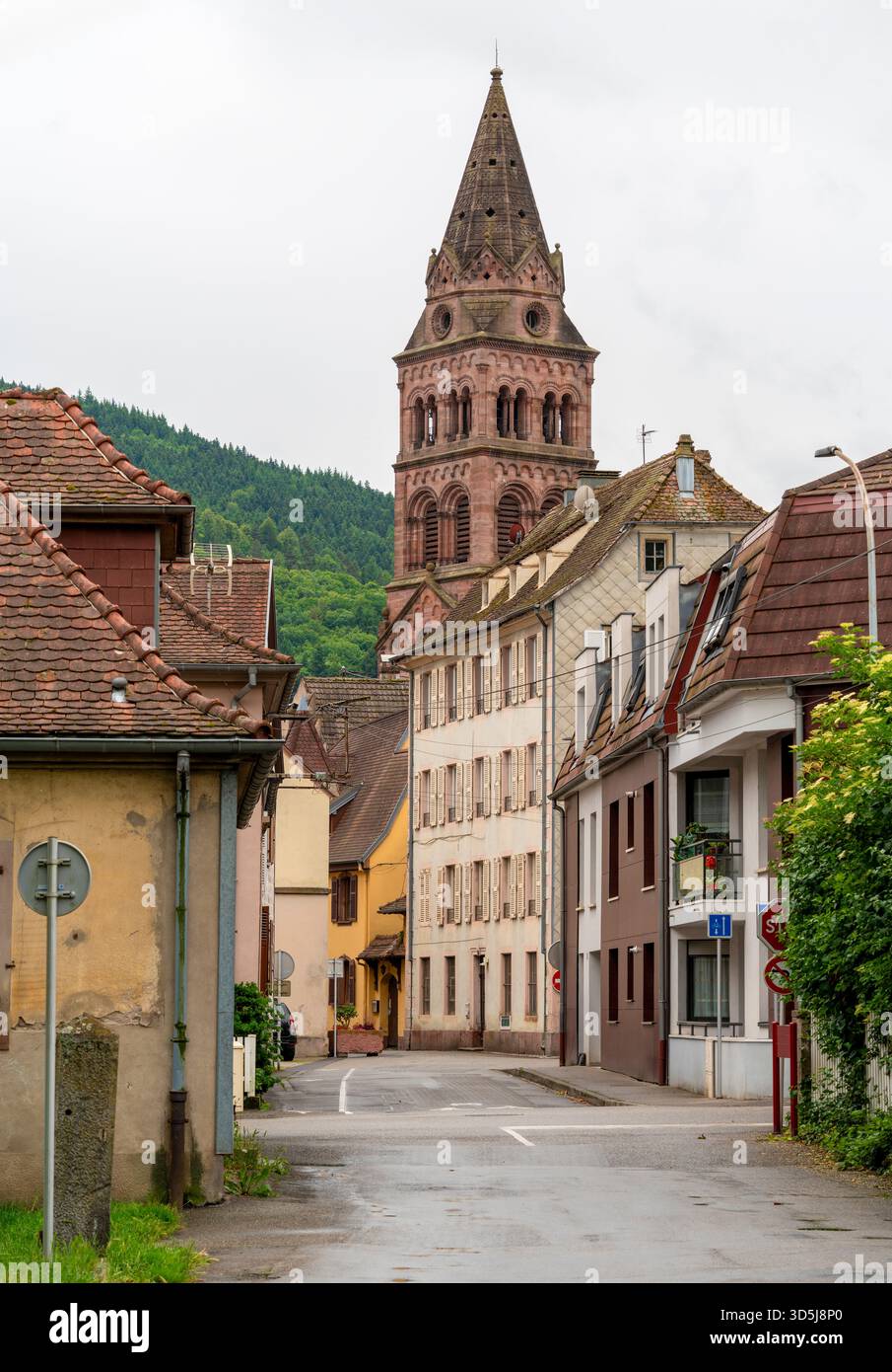 Impression de Munster, commune du département du Haut-Rhin à Grand est dans le nord-est de la France Banque D'Images