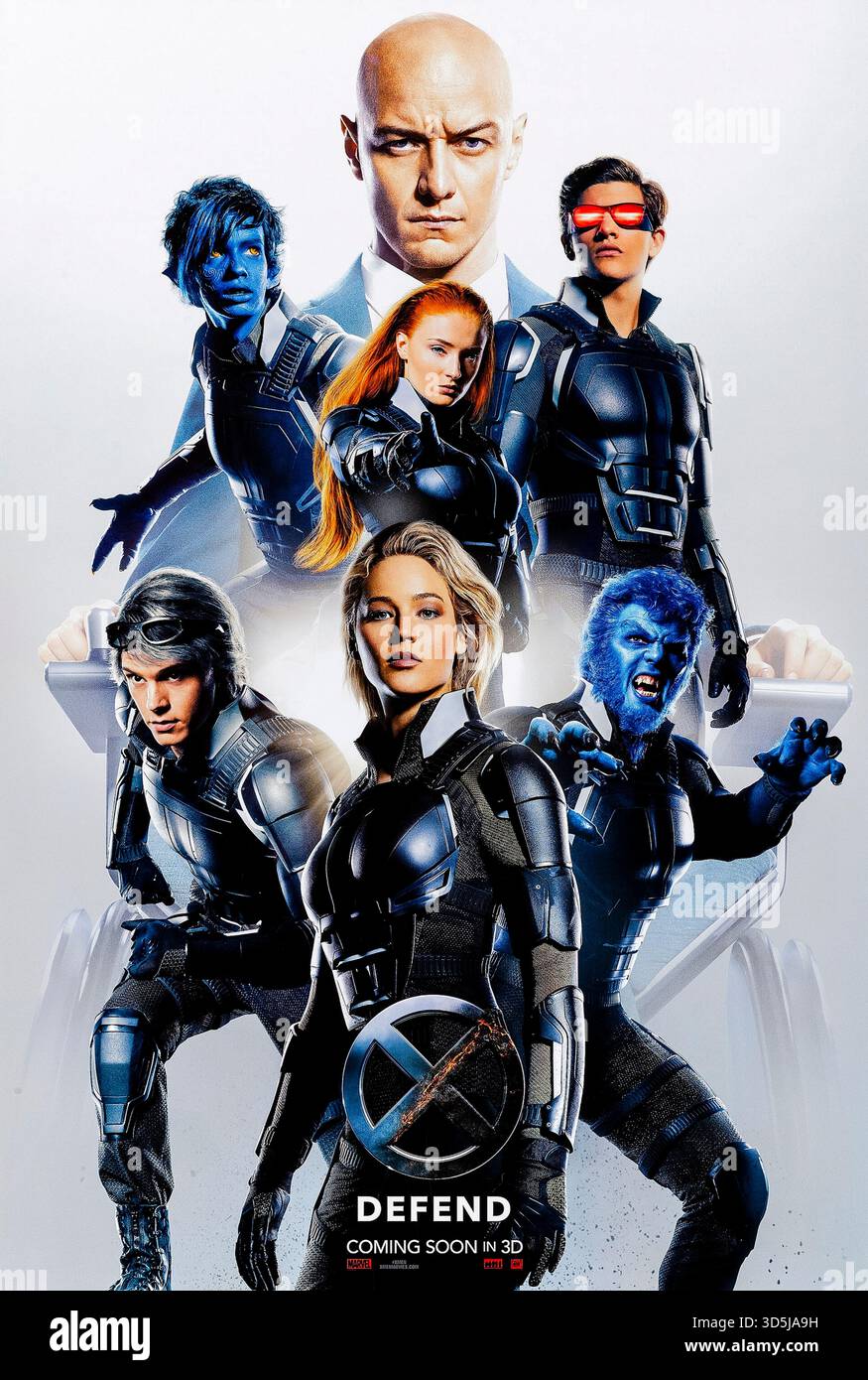 X-Men : Apocalypse (2016) réalisé par Bryan Singer et mettant en vedette James McAvoy, Michael Fassbender et Jennifer Lawrence. Le professeur X assemble la prochaine génération de X-Men pour défendre l'humanité contre l'Apocalypse mutant immortel, qui menace de détruire le monde. Photographie d'une affiche teaser originale américaine de 2016 À USAGE ÉDITORIAL EXCLUSIF. Crédit : BFA / 20th Century Fox Banque D'Images