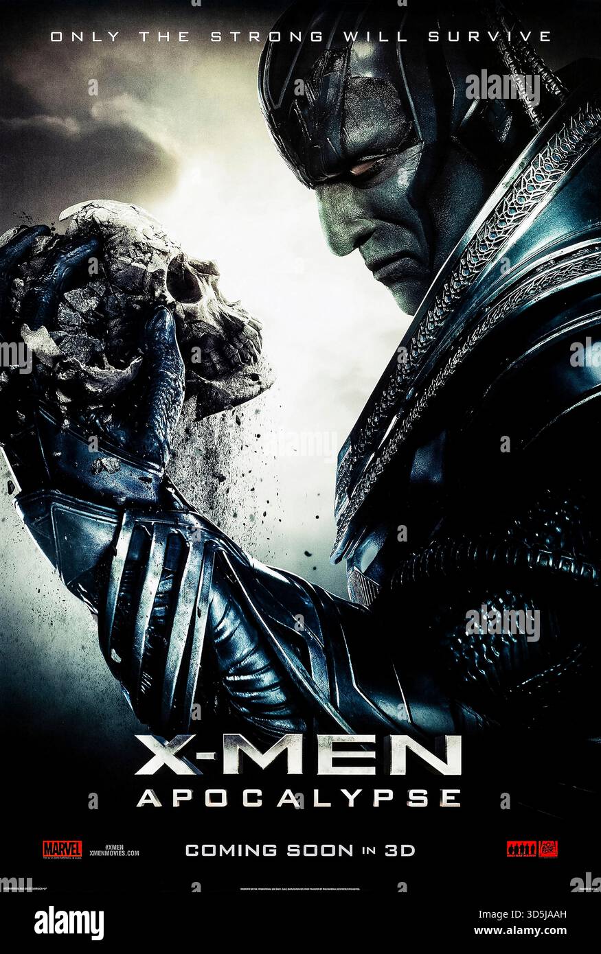 X-Men : Apocalypse (2016) réalisé par Bryan Singer et mettant en vedette Oscar Isaac dans le rôle de l'ancien mutant Apocalypse qui refait surface en 1983 avec des plans pour refaire le monde, obligeant les X-Men à affronter son pouvoir destructeur. Photographie d'une affiche originale US Advance de 2016 À USAGE ÉDITORIAL EXCLUSIF. Crédit : BFA / 20th Century Fox Banque D'Images