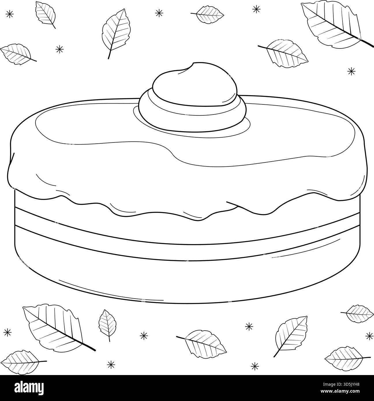 Tarte à la citrouille avec crème fouettée. Feuilles d'automne sèches, dîner de Thanksgiving en automne et gâteau à la citrouille sucré des fêtes. Illustration de Vecteur