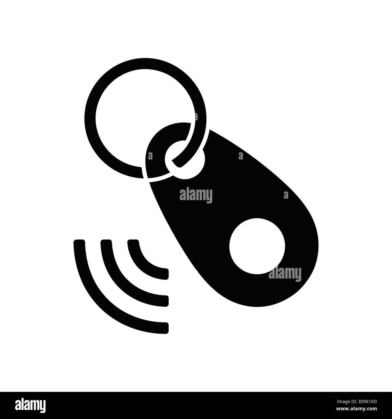Silhouette noire d'un porte-clés avec un anneau et un trou, accompagnée d'une icône de signal sans fil. Illustration de Vecteur