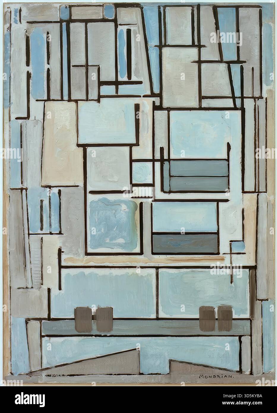 Composition N° VI ; composition 9 ; façade bleue, 1914 par Piet Mondrian Illustration de Vecteur