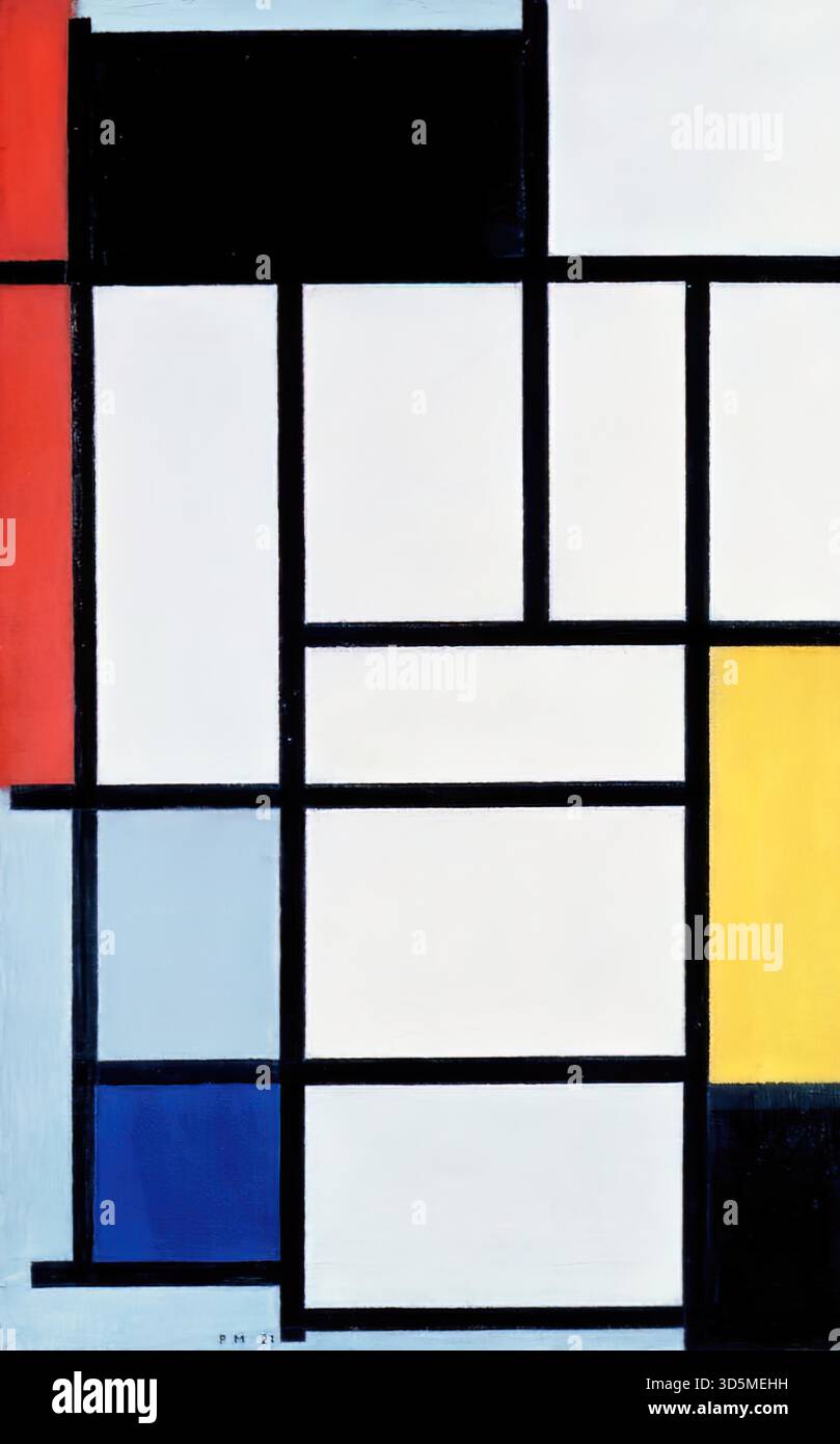 Composition avec Rouge, jaune et Bleu, 1921 par Piet Mondrian Illustration de Vecteur