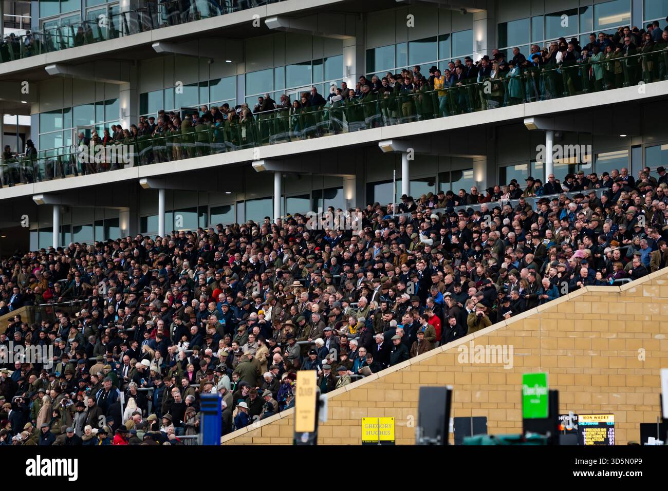 Les coureurs attendent la première course de la journée à l'hippodrome de Cheltenham, le 15/11/25. Crédit JTW Equine images / Alamy. Banque D'Images