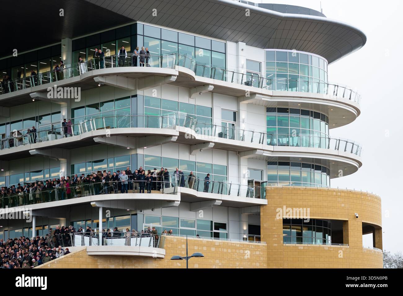 Les coureurs attendent la première course de la journée à l'hippodrome de Cheltenham, le 15/11/25. Crédit JTW Equine images / Alamy. Banque D'Images