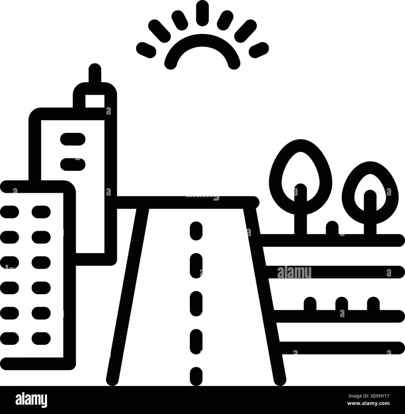Icône pour la division urbaine rurale, rurale Illustration de Vecteur