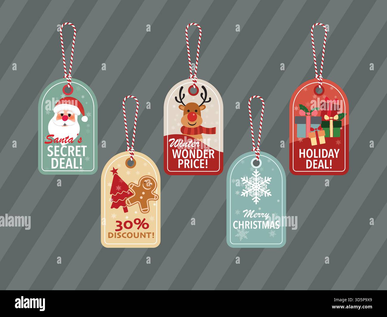 Ensemble d'étiquettes de prix de cadeau décoratives imprimables de noël promotionsl Illustration de Vecteur