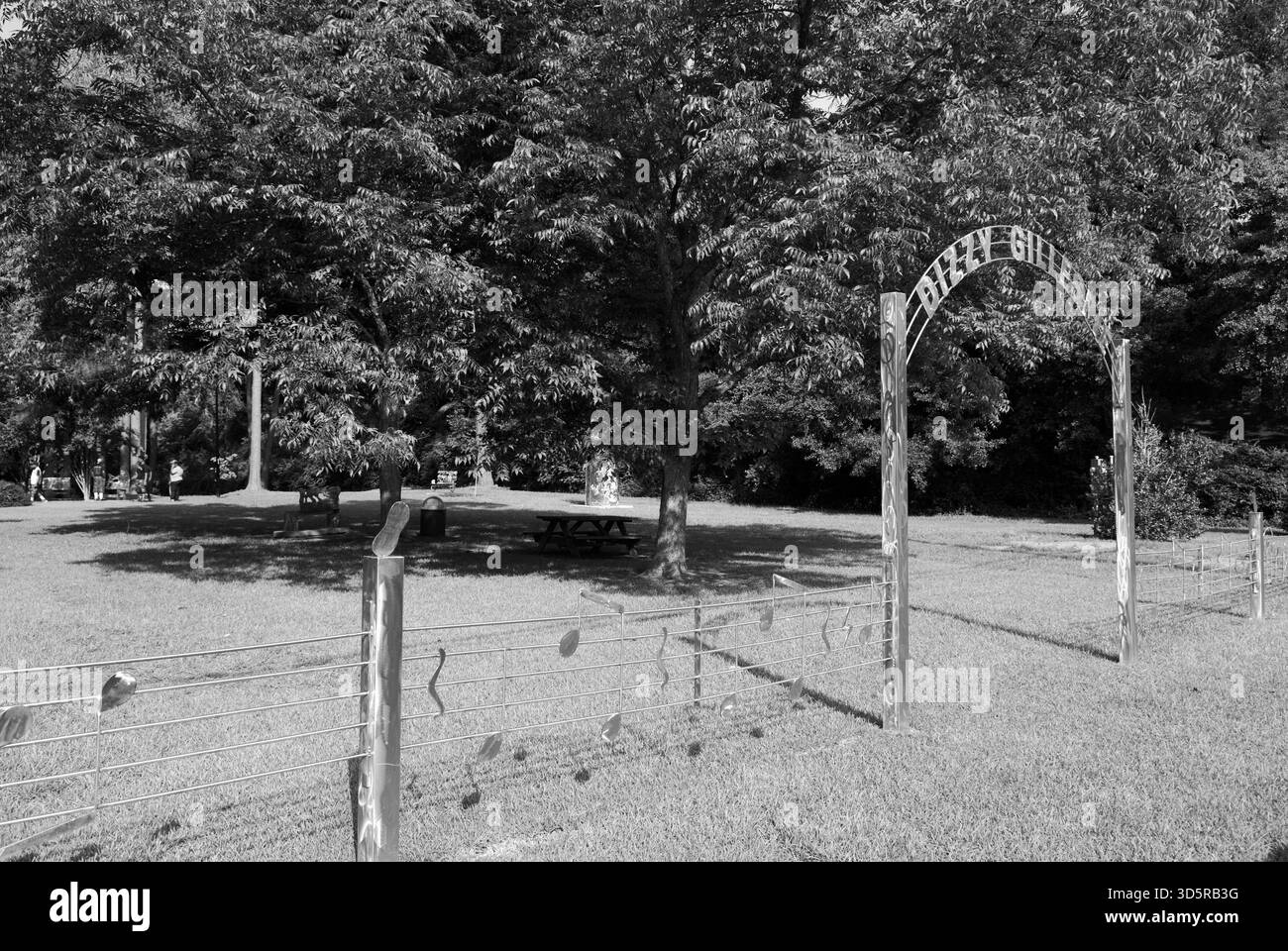 Dizzy Gillespie Park à Cheraw, Caroline du Sud, États-Unis. Gillespie, fondateur du jazz moderne, était bien connu pour ses joues bombées et ses cornes pliées. Banque D'Images