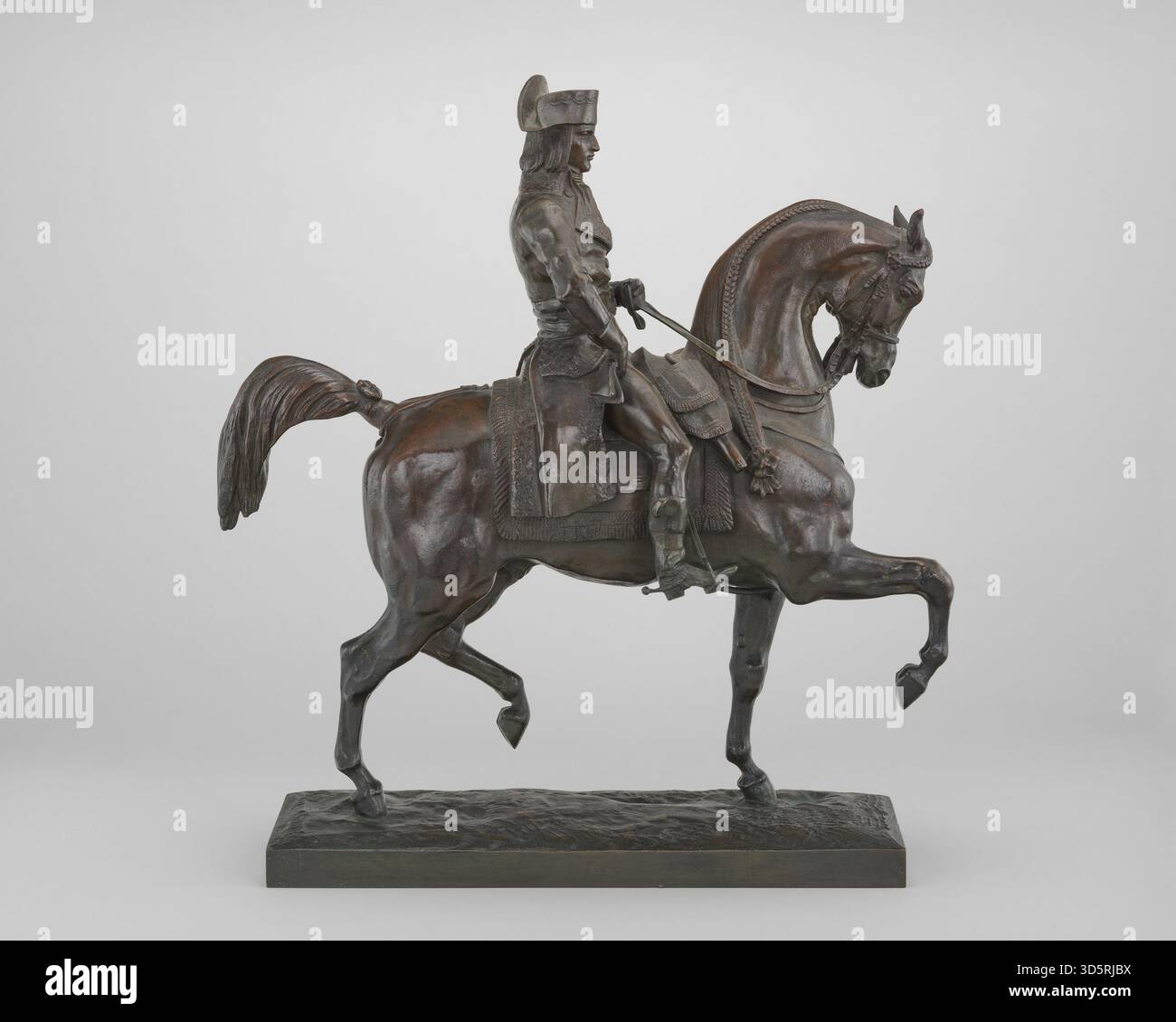 Sculpture en bronze d'Antoine Louis Barye, coulée vers 1845–1873, représentant le général Bonaparte, montrant l'anatomie de la figure, uniforme militaire, posture et forme sculpturale détaillée. Banque D'Images