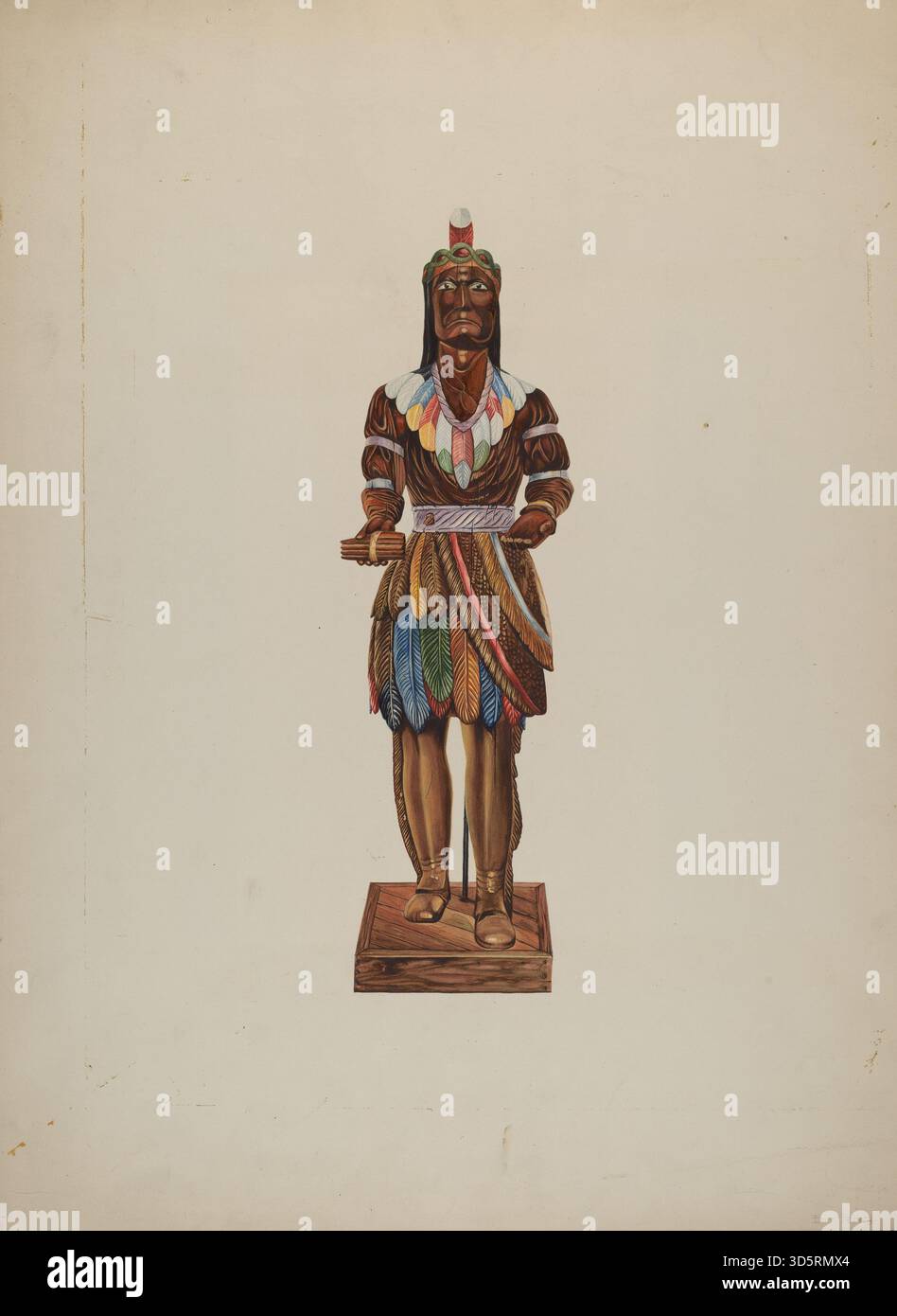 Ce magasin de cigares indien de 1935-1942 par Einar Heiberg présente une construction en bois sculpté, une surface peinte, et a servi de figure décorative et publicitaire pour les établissements de vente au détail américains. Banque D'Images