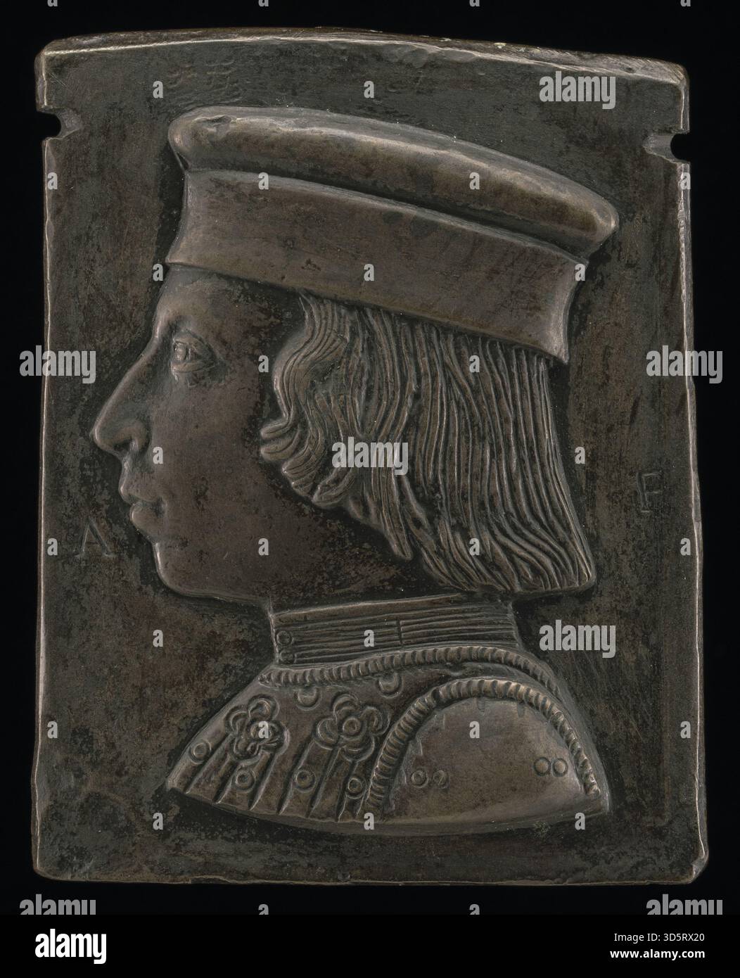 Médaille d'Antonio Marescotti représentant Guilio Cesare Varano (c. 1430-1502), seigneur de Camerino, c. 1444-1462, montrant un portrait avers avec des traits faciaux détaillés et une ornementation classique. Banque D'Images