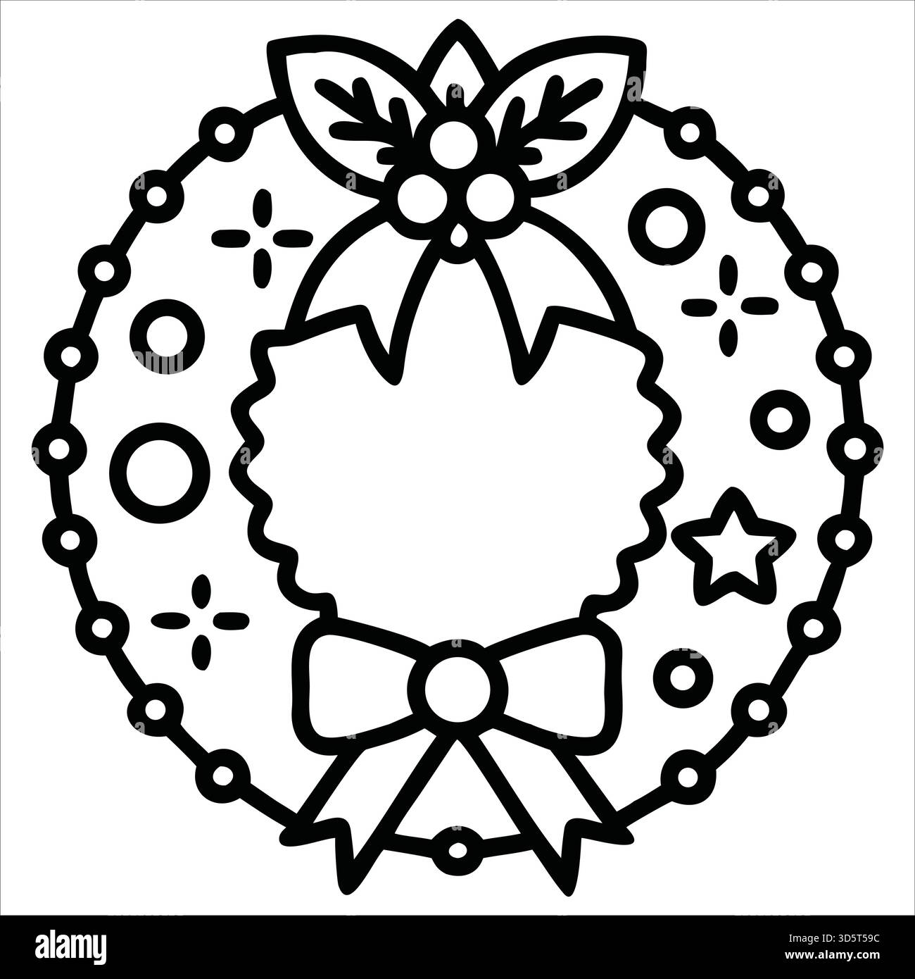 Ensemble d'icônes de couronne de Noël élégant - vecteur de vacances d'or minimal Illustration de Vecteur