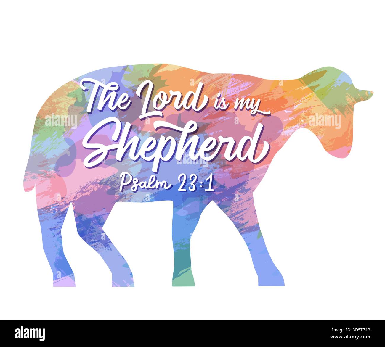 Le Seigneur est mon berger, conception de t-shirt avec mouton aquarelle. Psaume 23 :1, écriture d'inspiration pour le merch d'enfant ou les vêtements de jeunesse. Illustration vectorielle Illustration de Vecteur