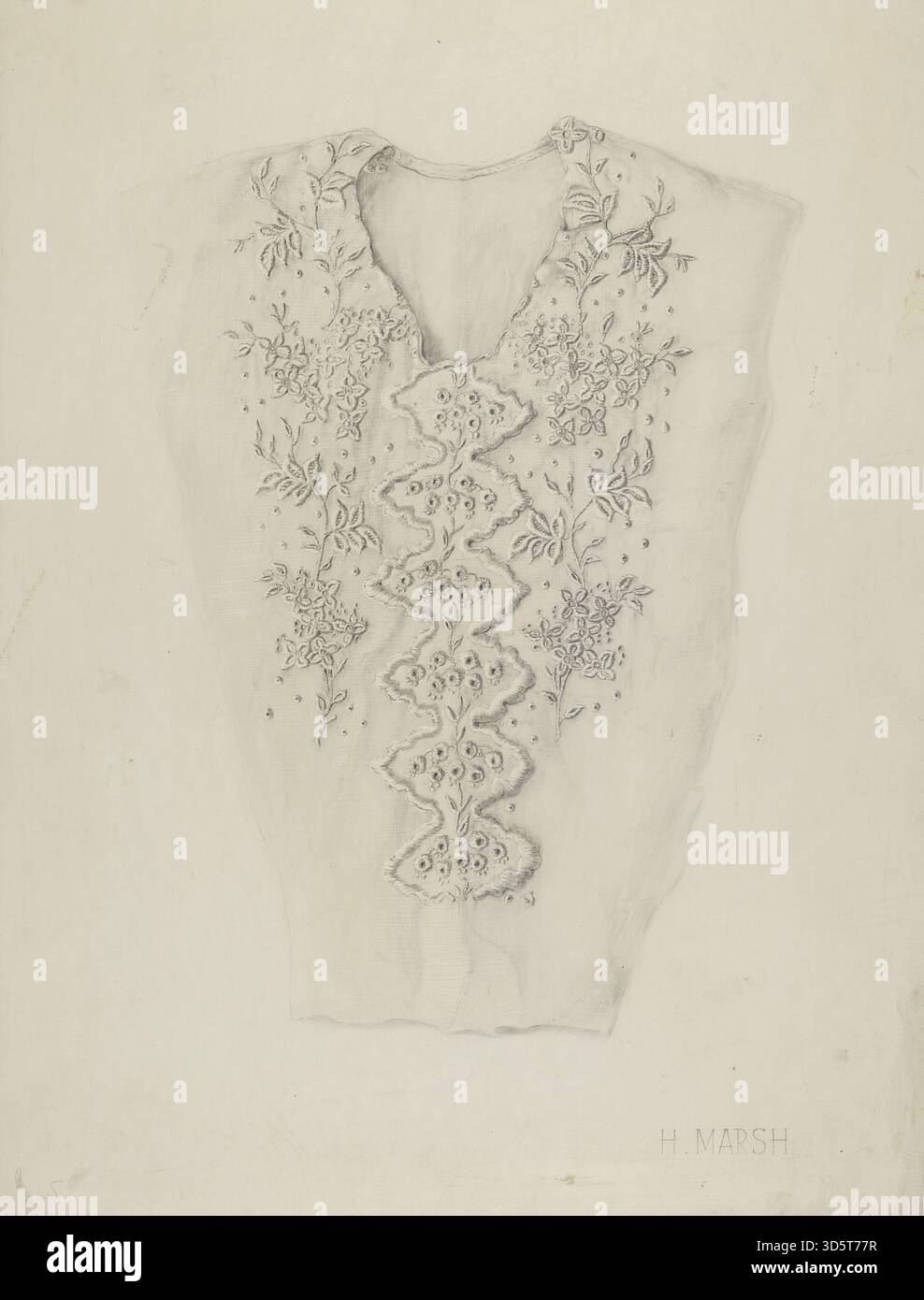 Vestige de coton conçu par Herbert Marsh entre 1935 et 1942, fabriqué à partir de tissu de coton doux, sans manches, et porté comme sous-vêtement ou vêtement léger. La pièce reflète le design textile et vestimentaire américain du milieu du XXe siècle. Banque D'Images