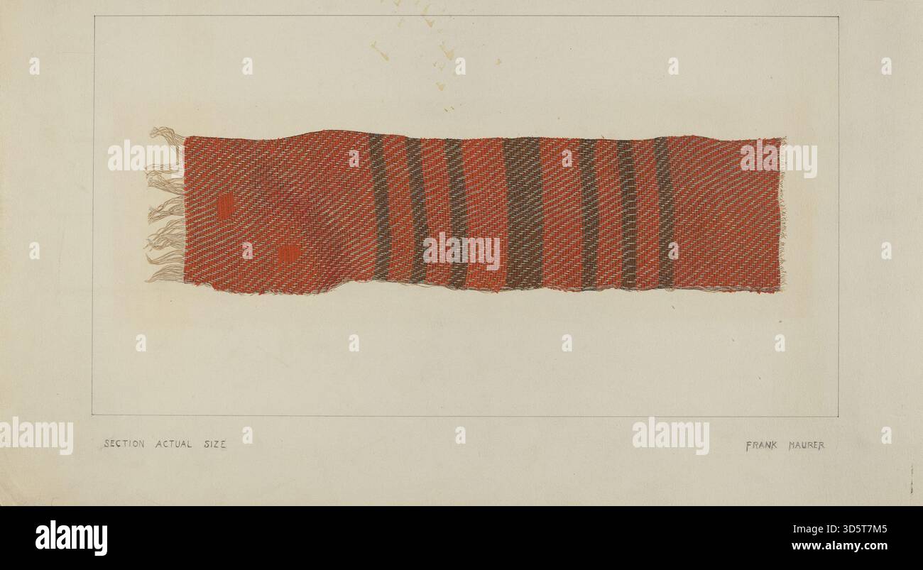 Couverture Linsey créée par Frank Maurer vers 1938, montrant le textile tissé, le mélange de lin et de laine, le motif, la couleur et l'utilisation comme couvre-lit ou objet décoratif. Banque D'Images