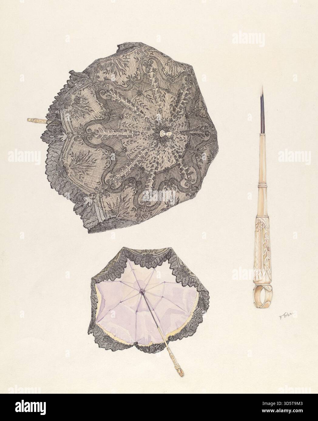 Pare-soleil Arelia Arbo Carriage de 1937, doté d'un cadre pliable et d'un auvent en tissu conçu pour protéger les passagers de la lumière du soleil tout en roulant dans une voiture tirée par des chevaux. Banque D'Images