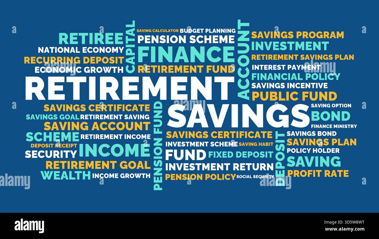 Conception de nuage de mots d'épargne-retraite, concept de conception de typographie d'épargne-retraite Illustration de Vecteur