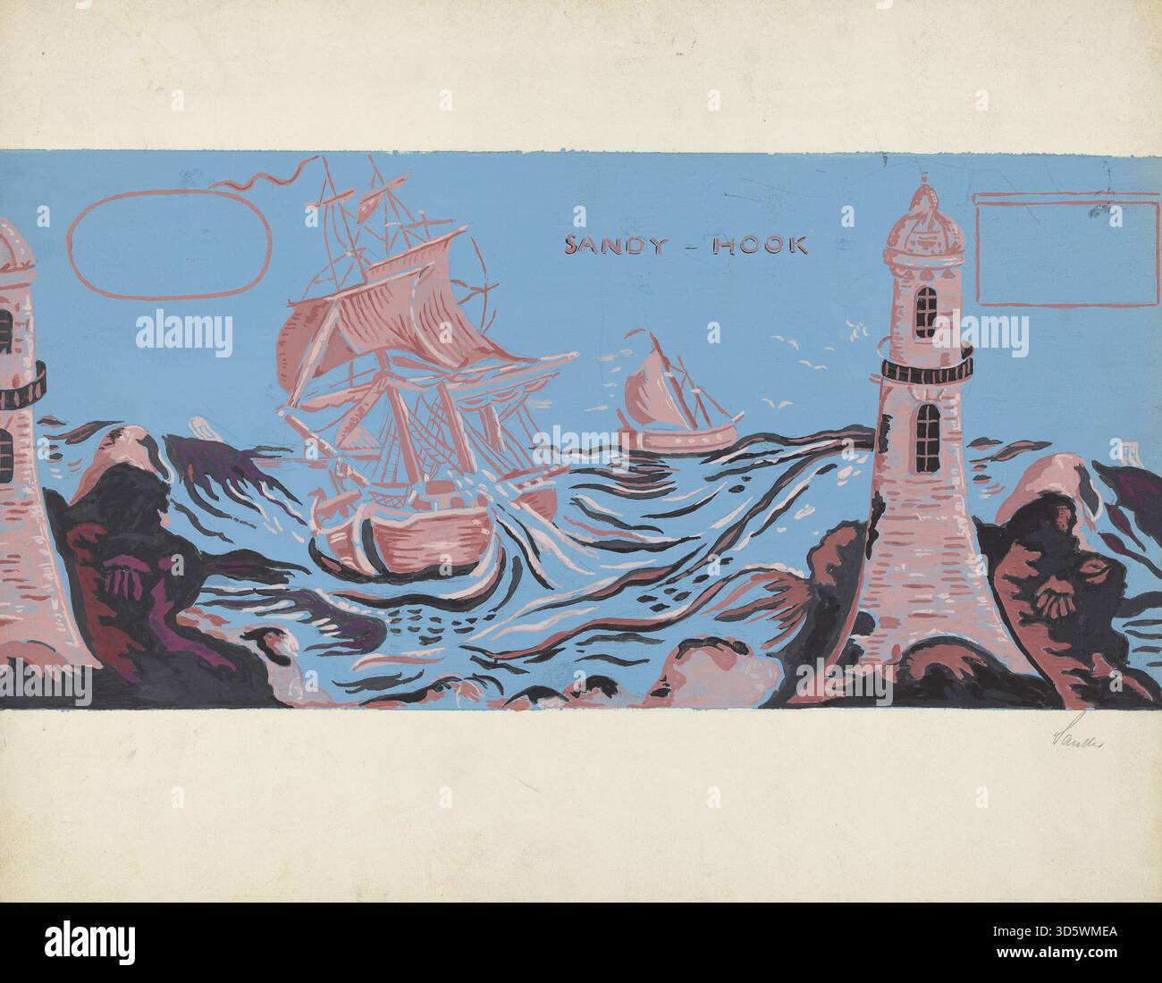 Selma Sandler's c. 1953 bandbox est un conteneur de rangement rond ou cylindrique en carton ou en matériau léger, utilisé pour ranger des chapeaux, des rubans ou de petits objets domestiques, avec un couvercle et une surface décorative. Banque D'Images