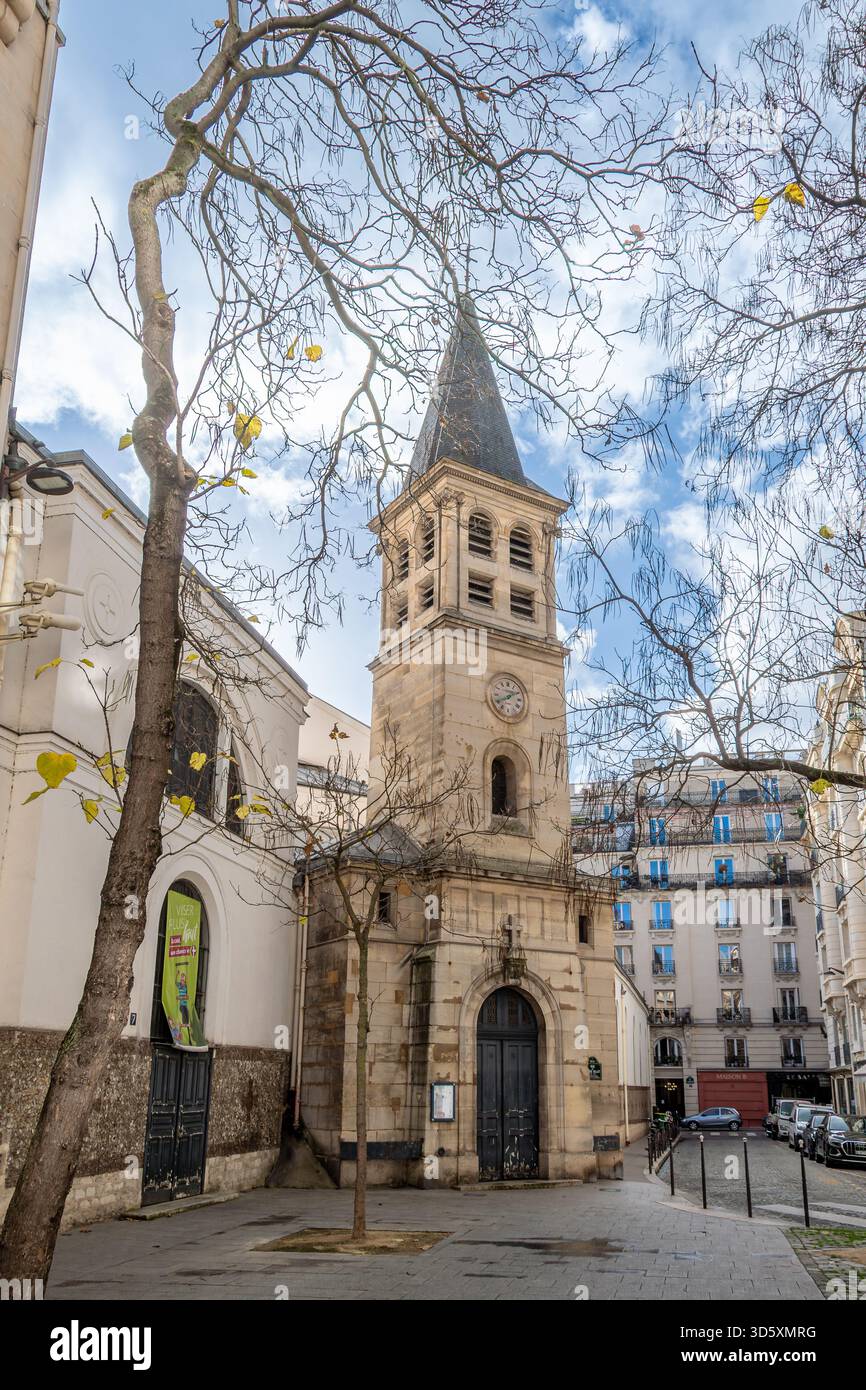Vue extérieure de l'église notre-Dame de Grâce de Passy, un édifice religieux catholique situé dans le 16ème arrondissement de Paris, France Banque D'Images