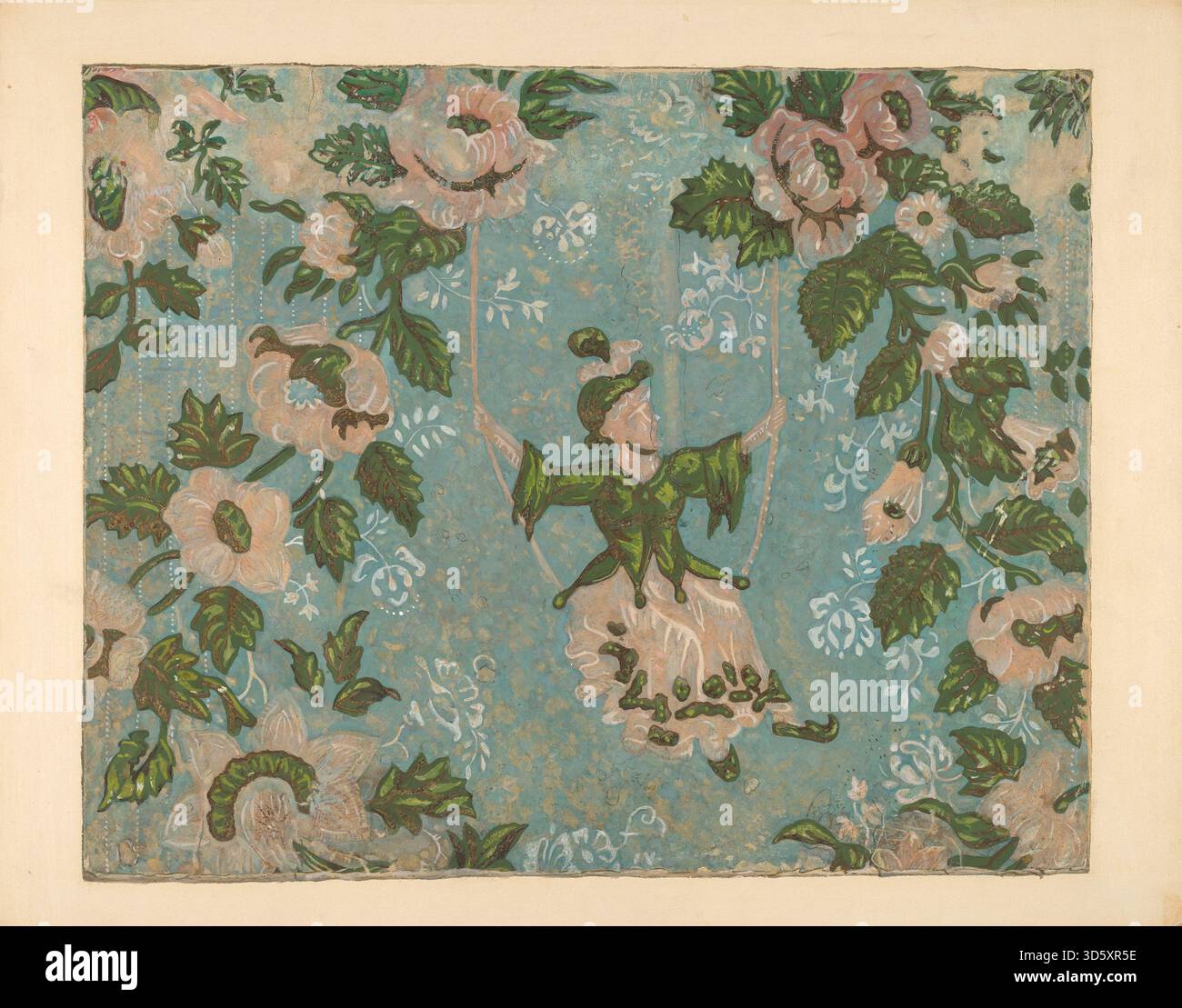 Cette boîte à bande de David Dorfman, vers 1939, est un conteneur cylindrique en papier ou en matériau léger, utilisé pour ranger des chapeaux ou de petits objets, montrant un design décoratif et artisanal typique des objets domestiques du début du XXe siècle. Banque D'Images