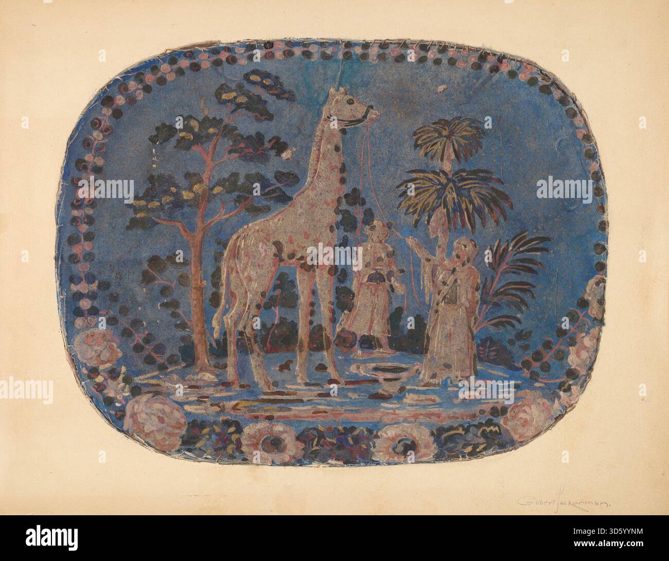 Une boîte à bandbox 1939 de Gilbert Sackerman, conçue comme un conteneur de rangement cylindrique pour chapeaux ou petits objets. L'objet met l'accent sur un design fonctionnel simple, des matériaux légers et des qualités décoratives typiques de l'artisanat d'atelier du début du XXe siècle. Banque D'Images