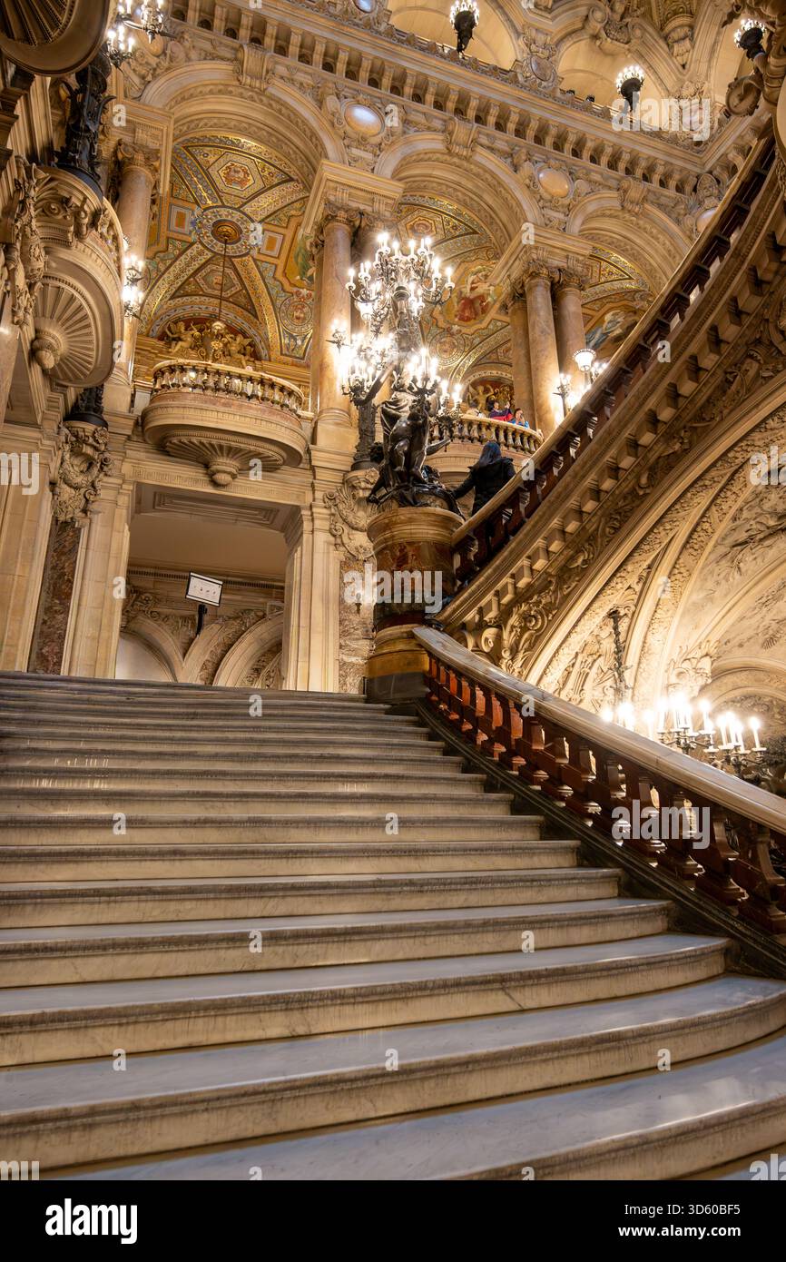 Éléments architecturaux éclectiques et de style Beaux-Arts du second Empire en France, rencontrent des éléments de néo-baroque, classicisme, architecture romaine, marbre, Banque D'Images
