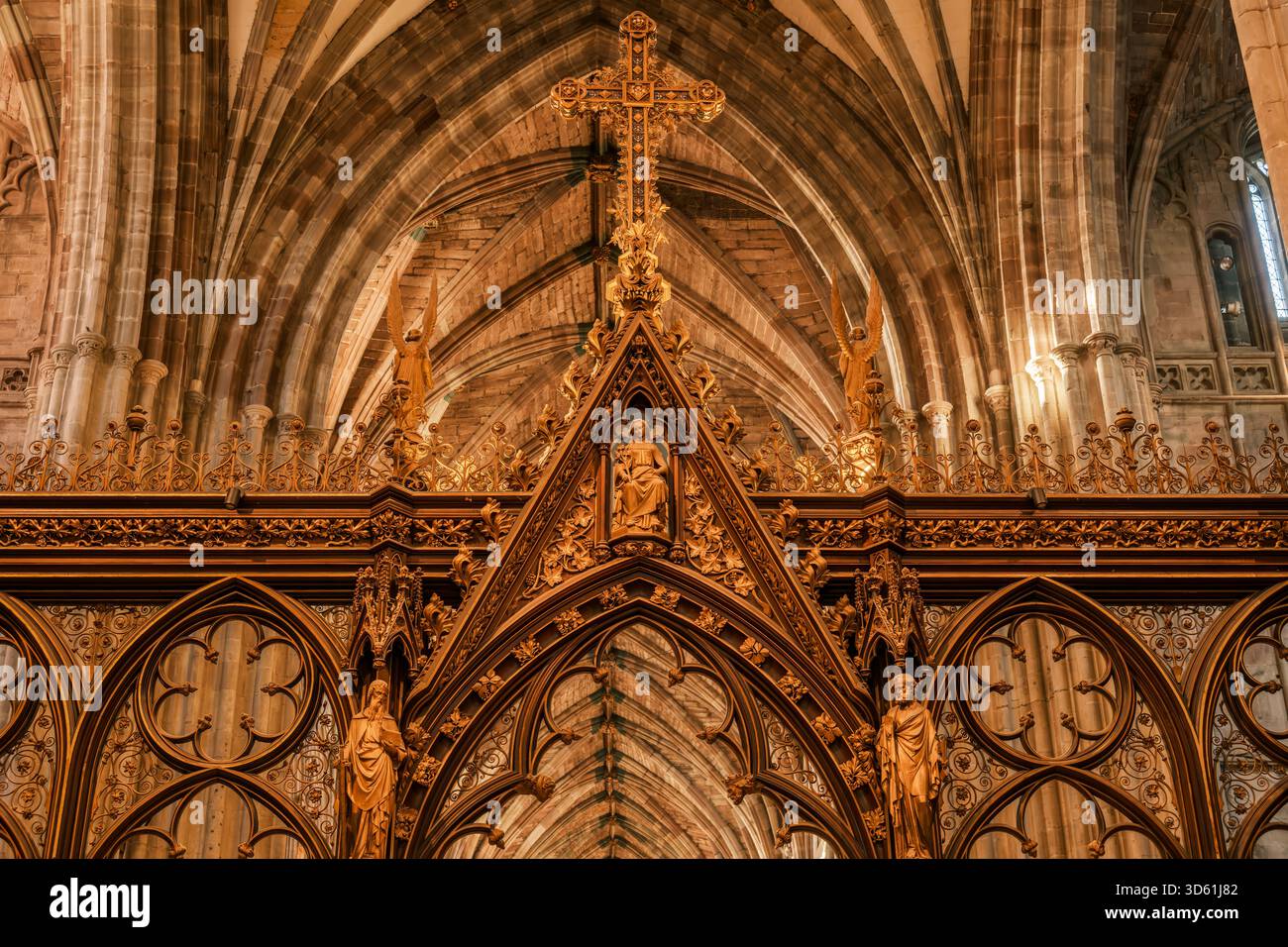 Worcester, Worcestershire - le beau maître-autel et le plafond voûté de la cathédrale de Worcester. Cathédrale de Worcester, anciennement l'église de la cathédrale de Banque D'Images