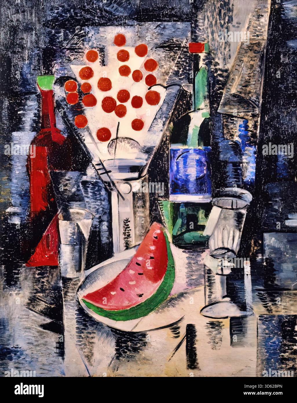 Nature morte avec pastèque et cerises, 1914 par Alexandra Exter Illustration de Vecteur