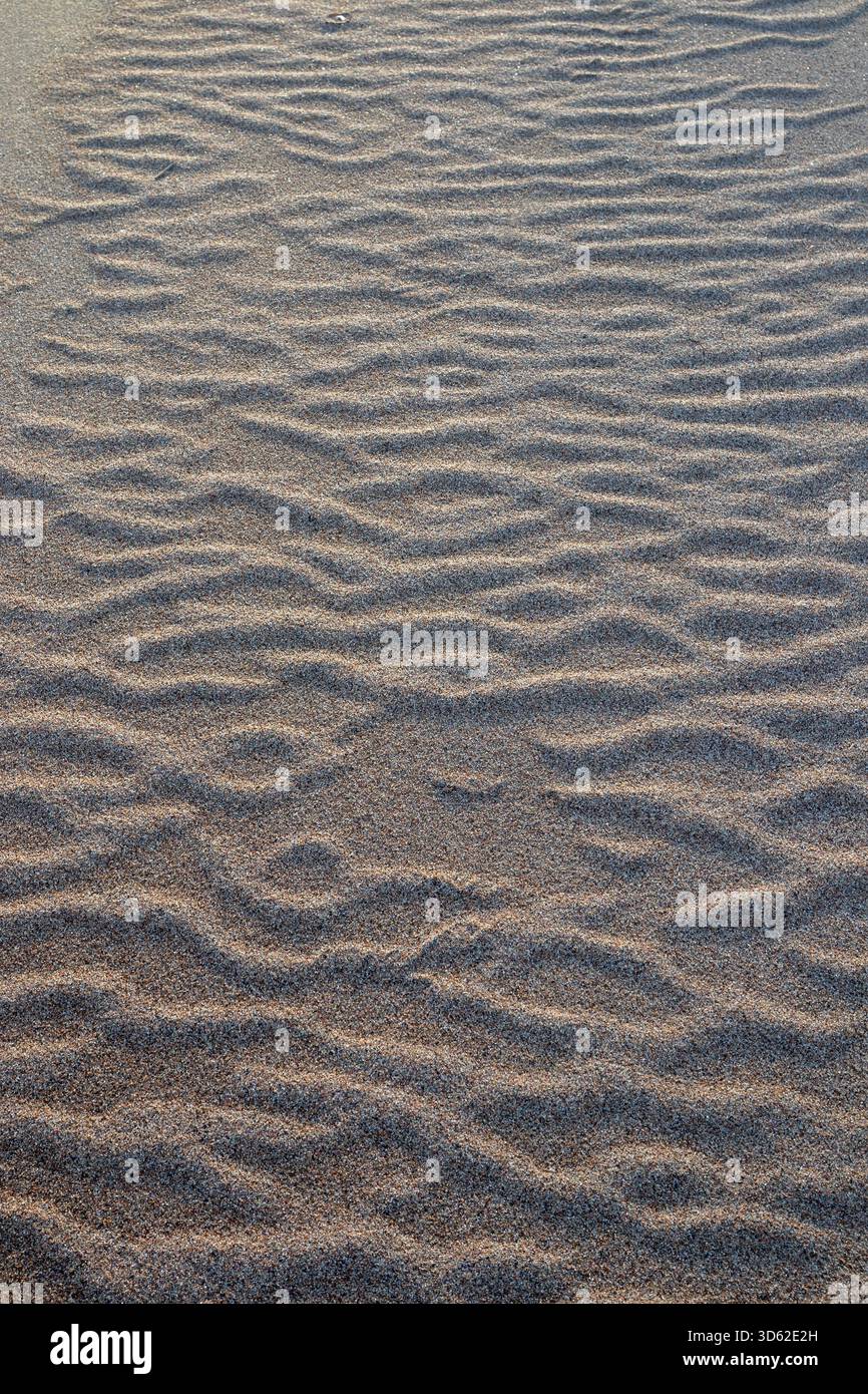 Fond de texture de motif d'ondulation de vent de sable ondulé de plage Banque D'Images