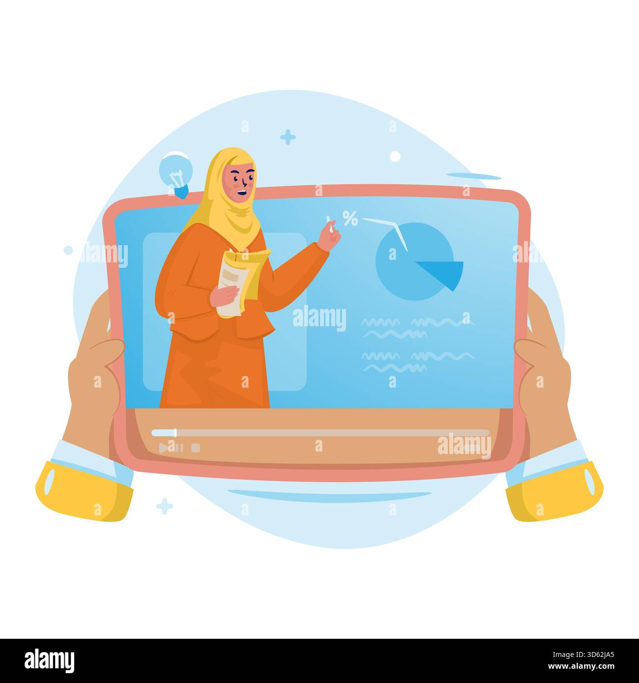 Illustration vectorielle du tutoriel vidéo d'apprentissage en ligne Illustration de Vecteur