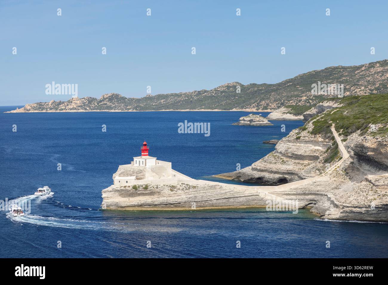 Phare de la Madonetta à l'entrée du port de Bonifacio, France, Corse, Bonifacio Banque D'Images