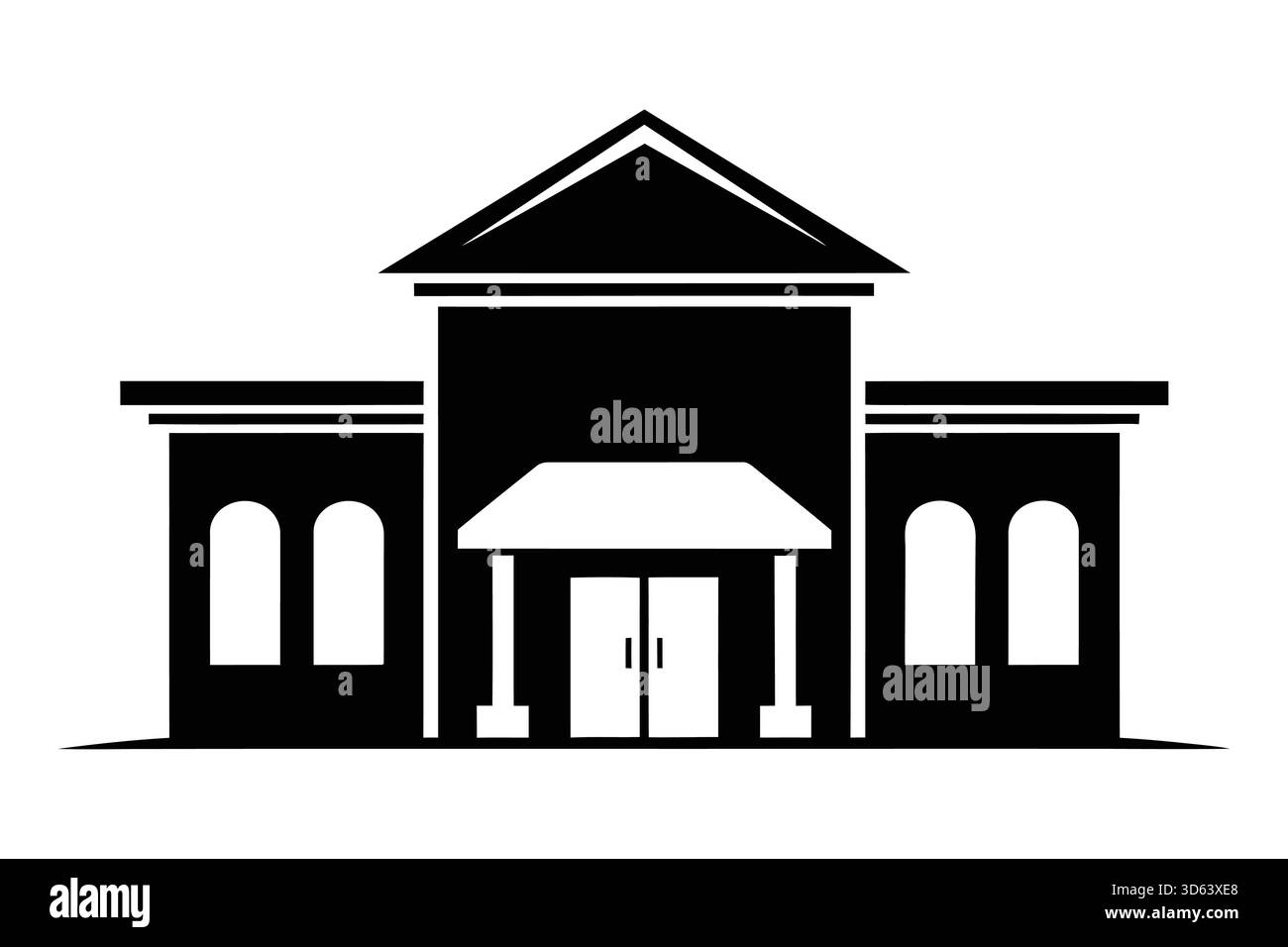Bâtiment commercial classique ou icône de silhouette bancaire Illustration de Vecteur