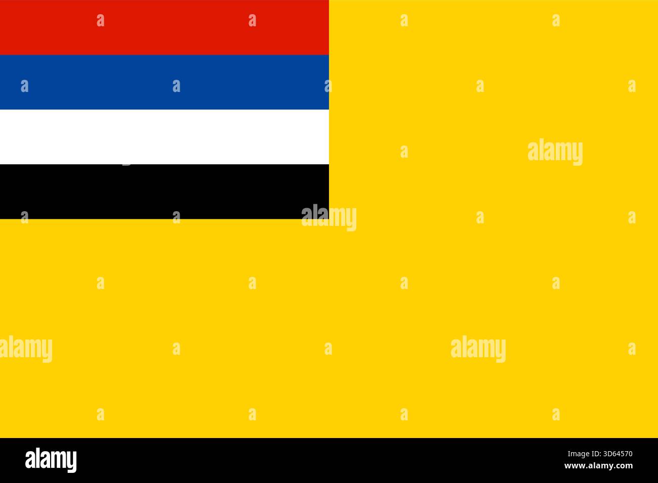 Drapeau du Mandchoukouo – champ jaune historique à rayures, bannière nationale de l'État japonais de la marionnette (1932-1945), symbole du patrimoine de l'Asie de l'est Illustration de Vecteur