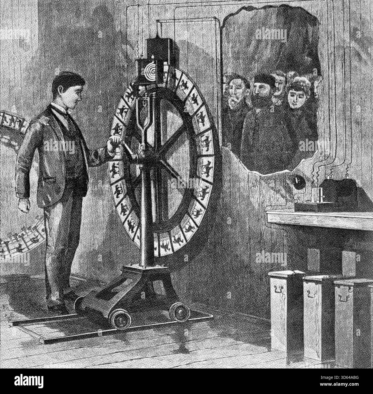OTTOMAR Anschütz (1846-1907) inventeur allemand. Son électrotachyscope Anschütz du magazine scientifique américain novembre 1889 Banque D'Images