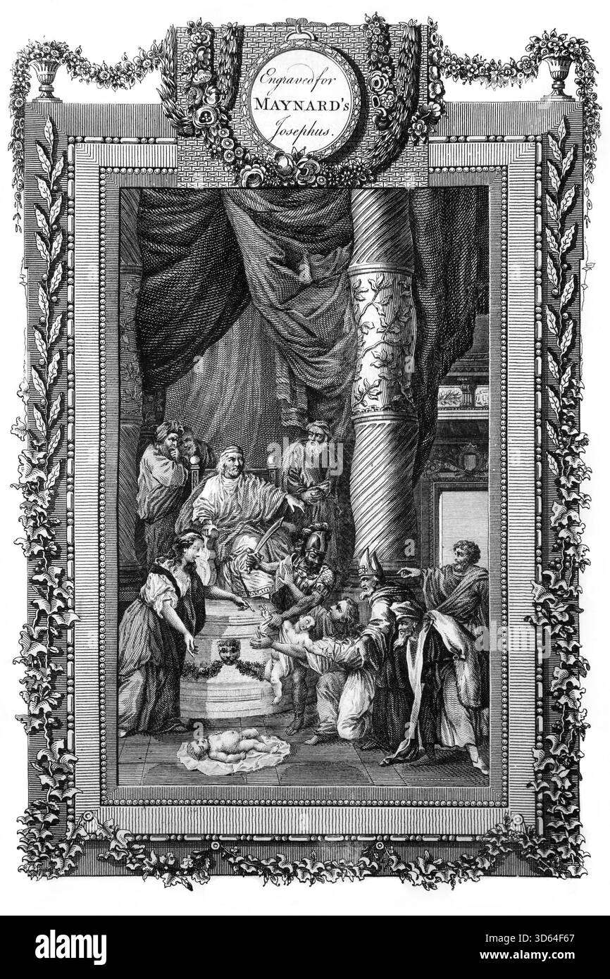 Illustration du jugement de Salomon - deux mères vivant dans la même maison avaient chacune un enfant en bas âge un était mort et chaque mère a argumenté la vie Banque D'Images