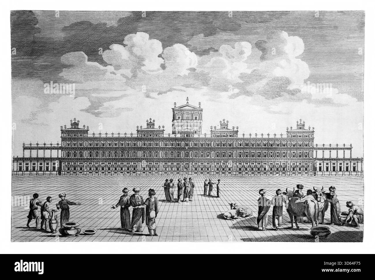 Illustration d'une représentation exacte du Temple de Salomon de l'Antiquité XVIIIe siècle les œuvres authentiques et complètes de Flavius Josèphe juif H Banque D'Images