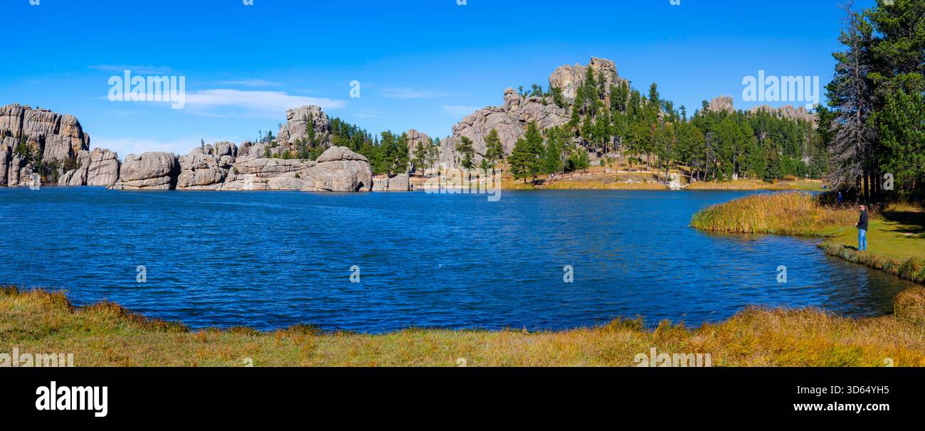 Vue panoramique du lac Sylvan dans les collines noires du Dakota du Sud, États-Unis. Banque D'Images